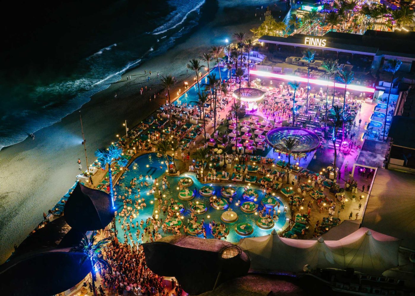 FINNS-Beach-Club-Canggu-Drone-Night
